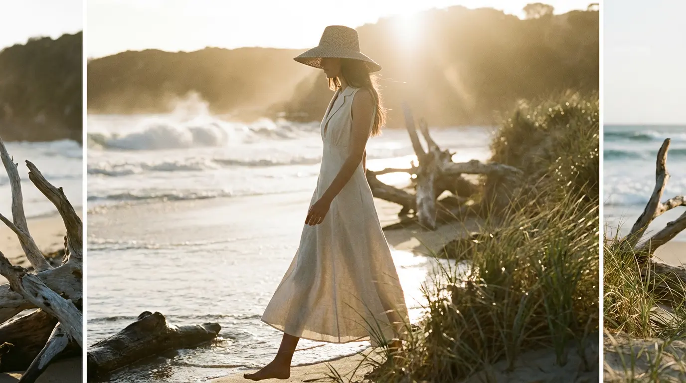 Robe blanche en lin pour femme